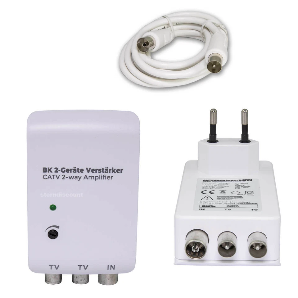 2 TV Geräte Verstärker für Kabelfernsehen 2 x 20 dB DVB-C / C2 T2 I-M HD UHD 4K - Bild 3 von 4