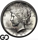 1921 Peace Dollar, High Relief, Gorgeous Lustrous Gem BU++ Key Date