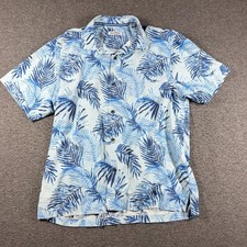 Tommy Bahama Silk Cotton Button Up Shirt Mens XL Extra Large Blue