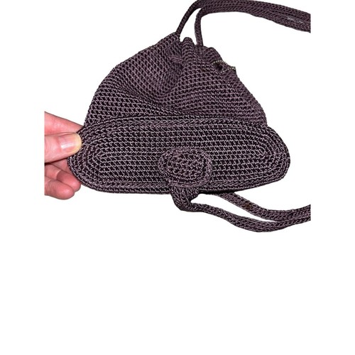 The Sak casual simple Small Plum crochet backpack bag with pockets - Picture 3 of 7