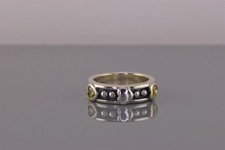 Sterling Silver Yellow Cubic Zirconia Heart Dotted Solid Band Ring 925 Sz: 7