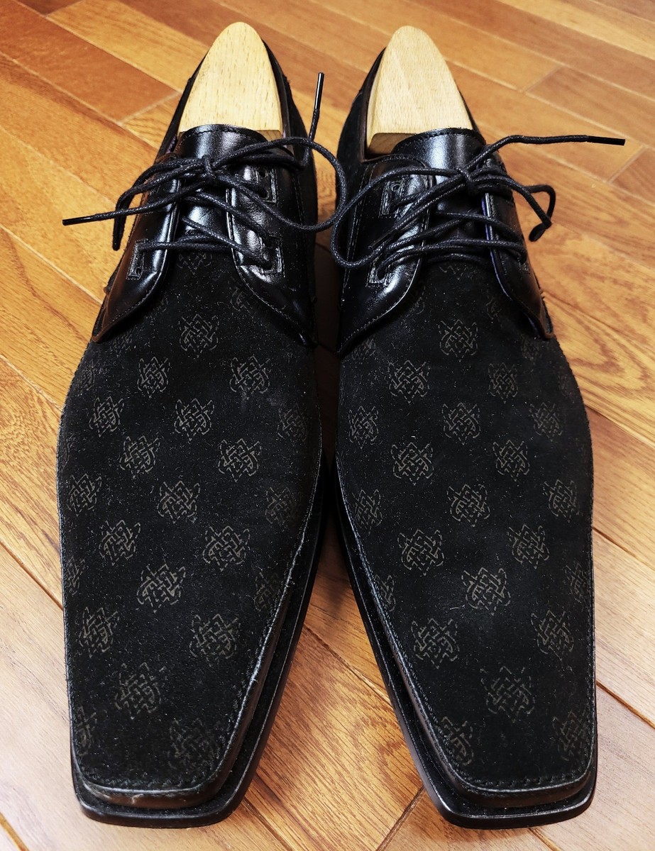 Mezlan Logo Emblem Black Suede Plain Toe Lace Up Dress Shoes  display picture 3