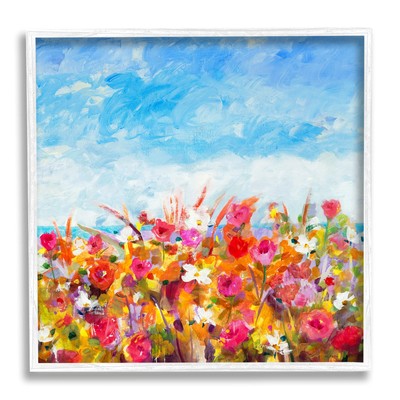 Bold Summer Blooming Flower Field Under Cloudy Sky, Design by Jill Martin Whi...