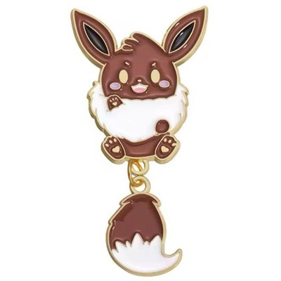 Eevee Chibi Style Eeveelution Pokémon Danglin Hanging Enamel Pin Brown White JOH