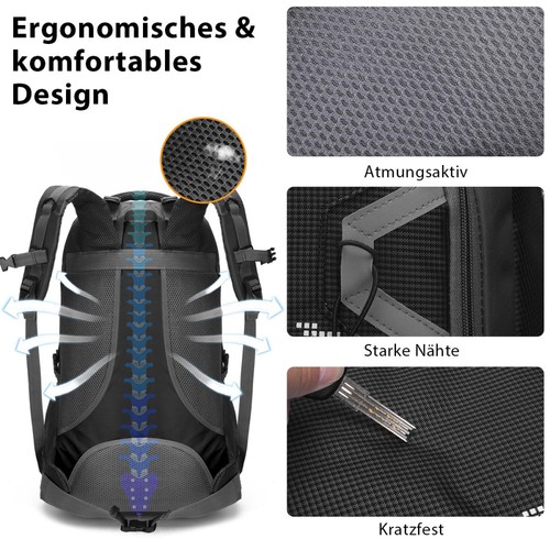 Rucksack Wasserdicht Herren Damen Outdoor Trekking Wanderrucksack 60L - Bild 5 von 14
