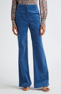 Veronica Beard Basima Stretch Corduroy Flare Pants Blue Size 2 Trousers Designer