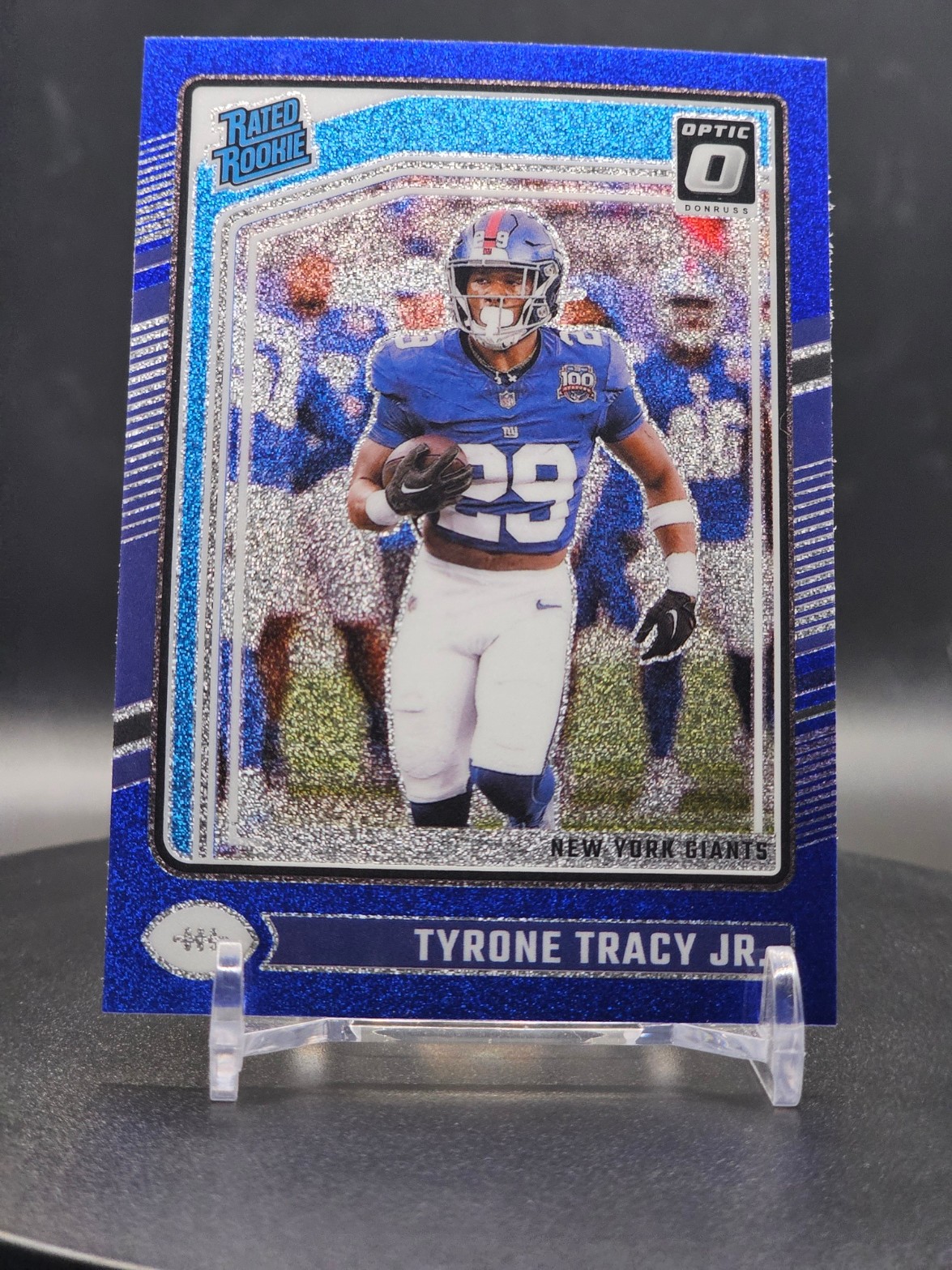 Tyrone Tracy Jr 2024 Donruss Optic Rated Rookie Blue Glitter Prizm #259