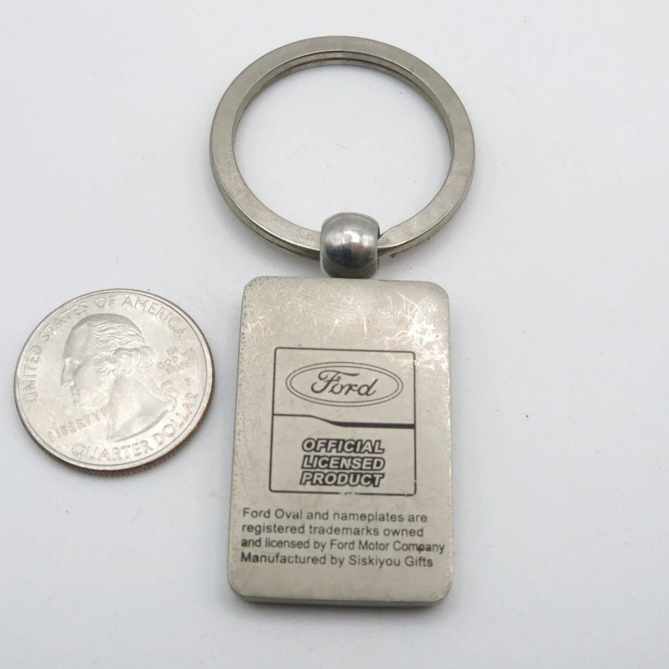Ford Key Chain Metal Rectangle Blue Silver Logo 2.25in — 第 2/2 张图片