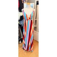 Forever 21 Multicolor Striped Maxi Wrap Dress Size Small