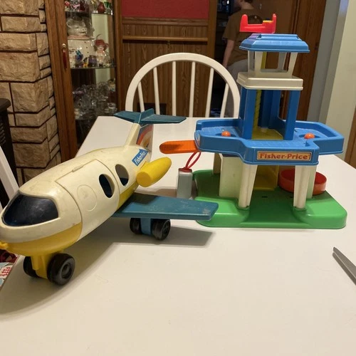 Vintage Fisher Price Little People Jet and Airport Airplane