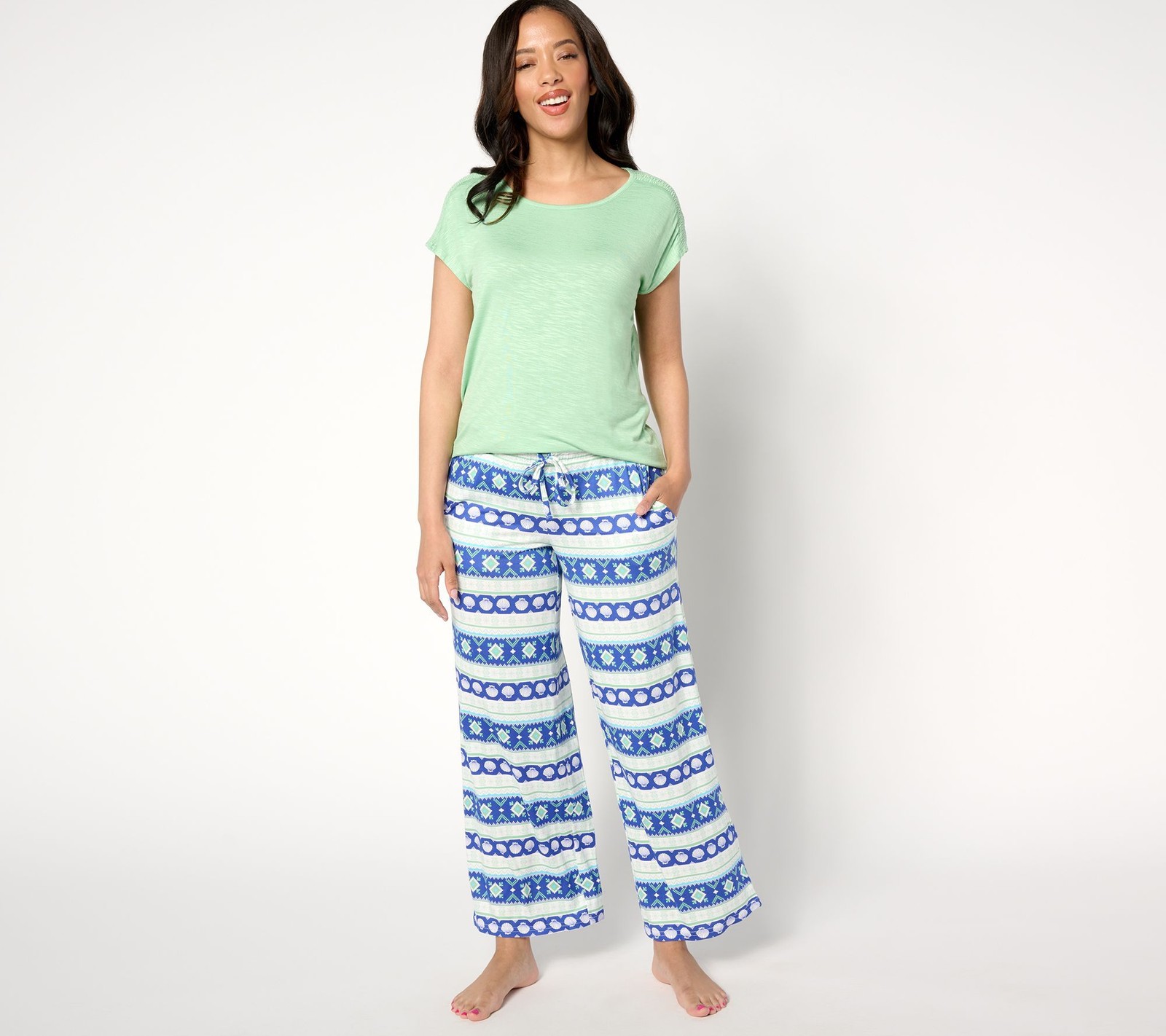 Muk Luks Women's Sleepwear Sz XL MUK LUKS Cloud Knit Wide Leg Pant Green A645264