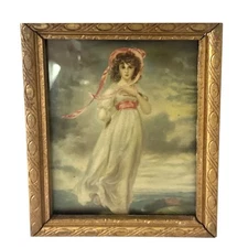 Antique Mini Frame CARVED WOOD Pinkie 4x5