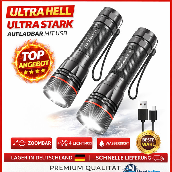 Taschenlampe Led Aufladbar 2000 Lumen Extrem Hell Led Taschenlampe Mit 3 Modi 2-image