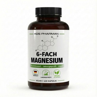 Magnesium 6x Komplex + B6 - 120 vegane Kapseln