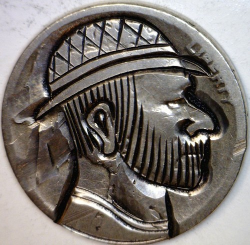 1920 - 1930 's HOBO Buffalo Nickel Coin ~ NICE Hand Carved LOT #C8 FREE SHIP