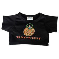 Build-A-Bear Black 'Trick or Treat' Tee Shirt Retired Halloween Jack-O-Lantern
