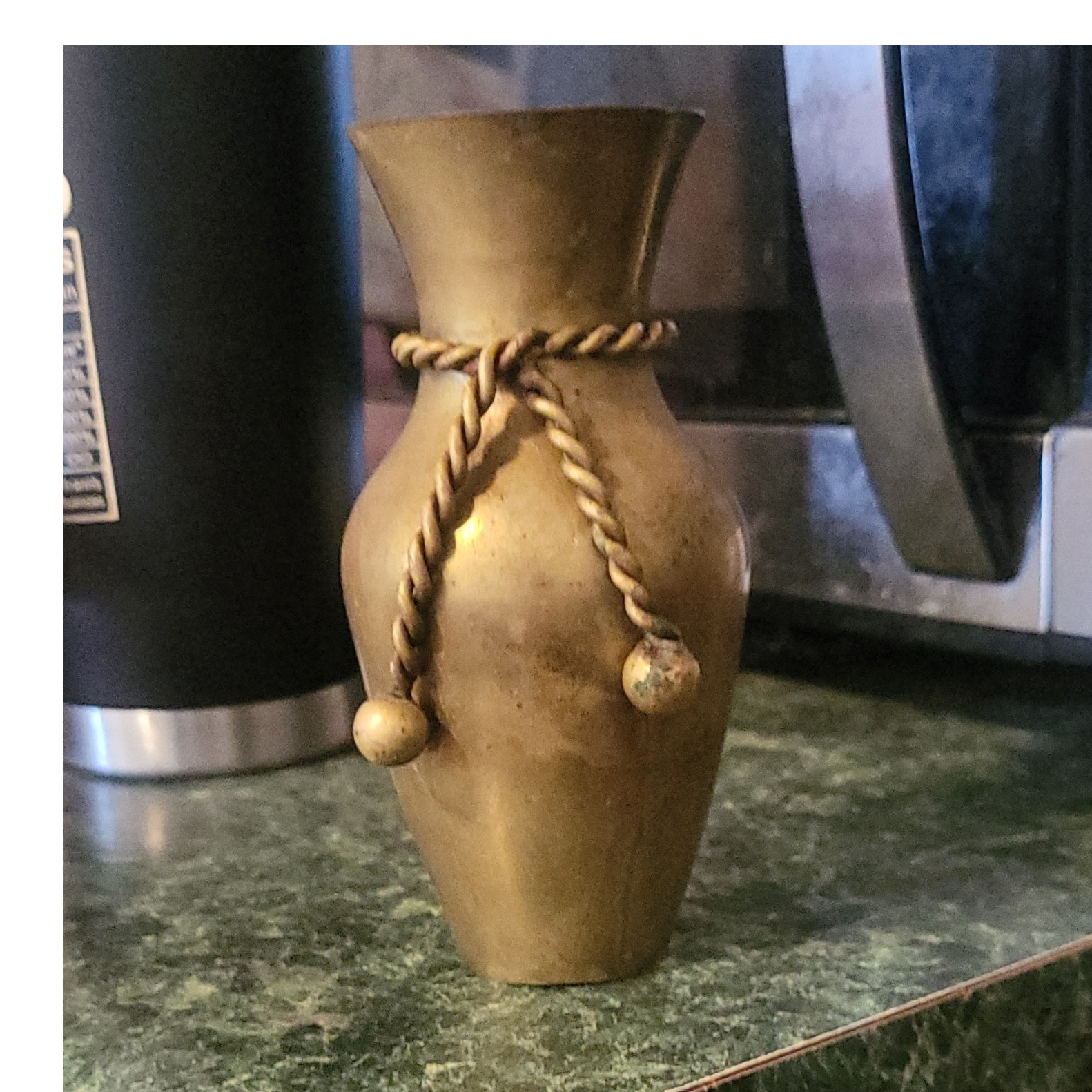 Brass Vase with Rope Decoration