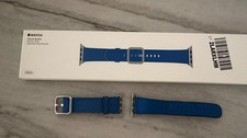 Original Apple Watch 38 40MM 41MM 42MM Classic Buckle leather band Electric Blue