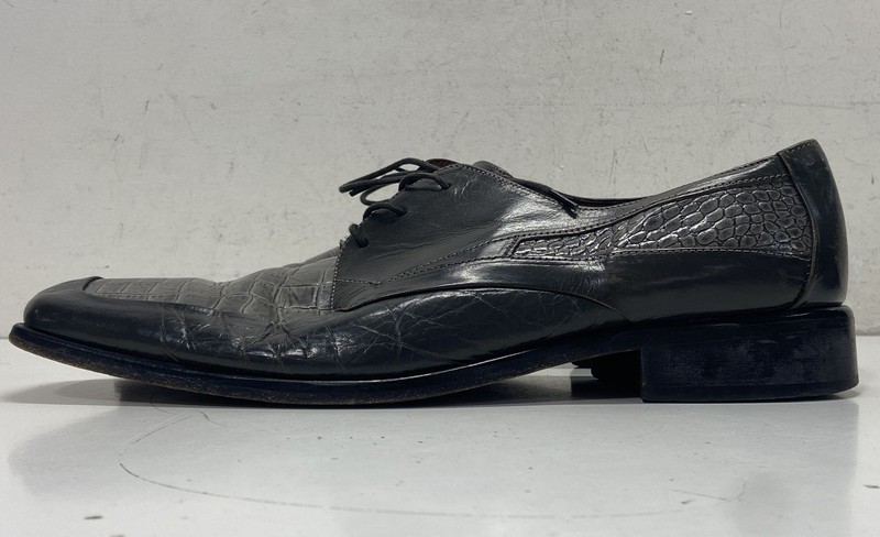Stacy Adams Grey Leather Croc Embossed Dress Shoes Men's Sz 13