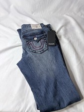 True Religion Becca Mid Rise Flat Bootcut Jeans Light Autumn Walk Wash Size 28