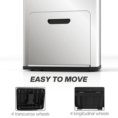 3 Compartment Kitchen Bin, Stainless Steel Pedal Bin for Recycling and Waste - Picture 5 of 11