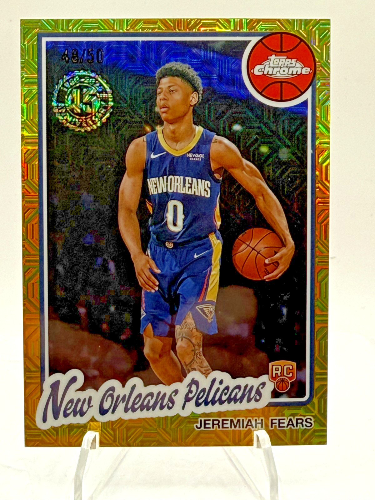 2025-26 Topps chrome Basketball Jeremiah Fears Rookie Gold Mojo /50 Pelicans