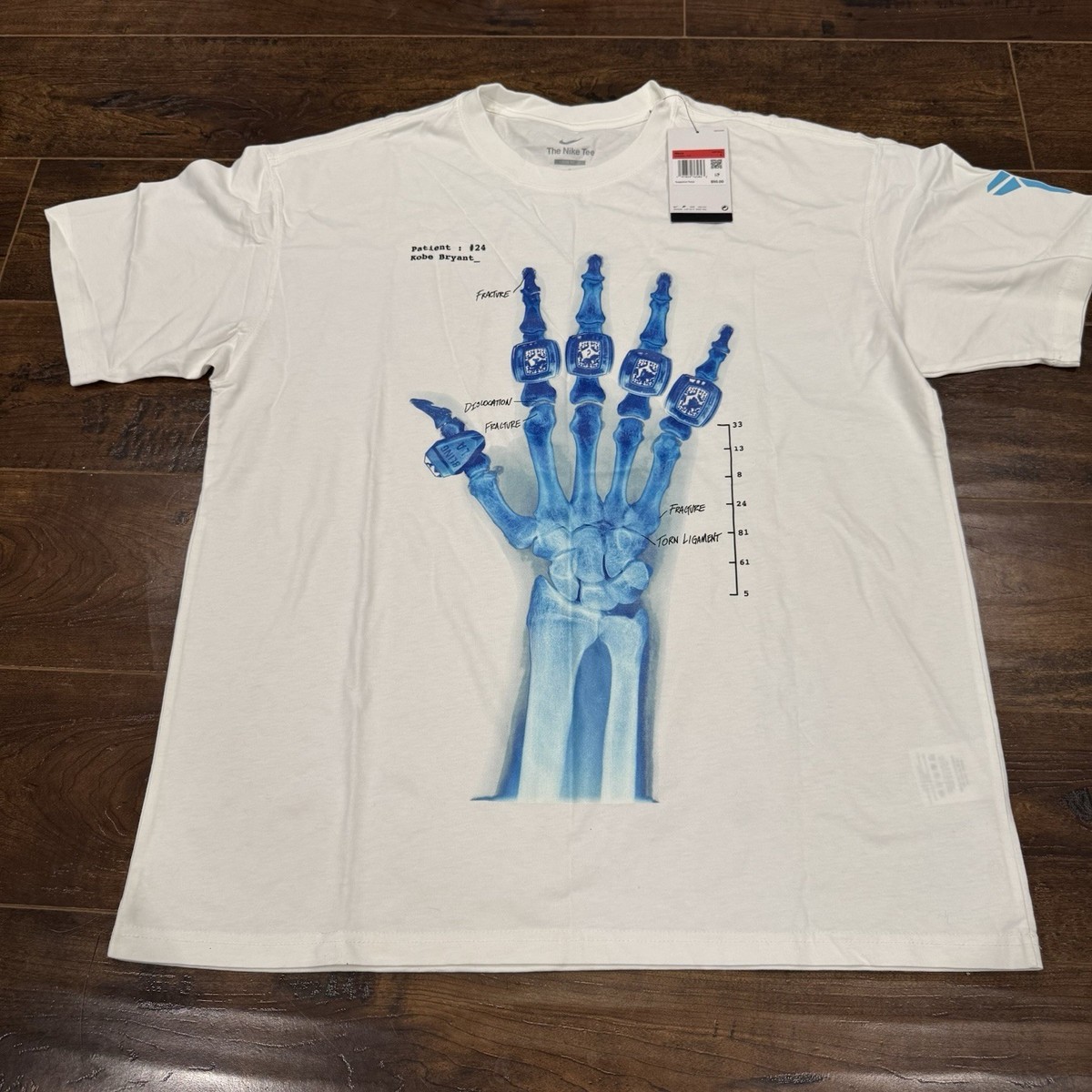 kobeページ Nike Kobe X-Ray Broken Not Beaten Large White Blue T-Shirt L