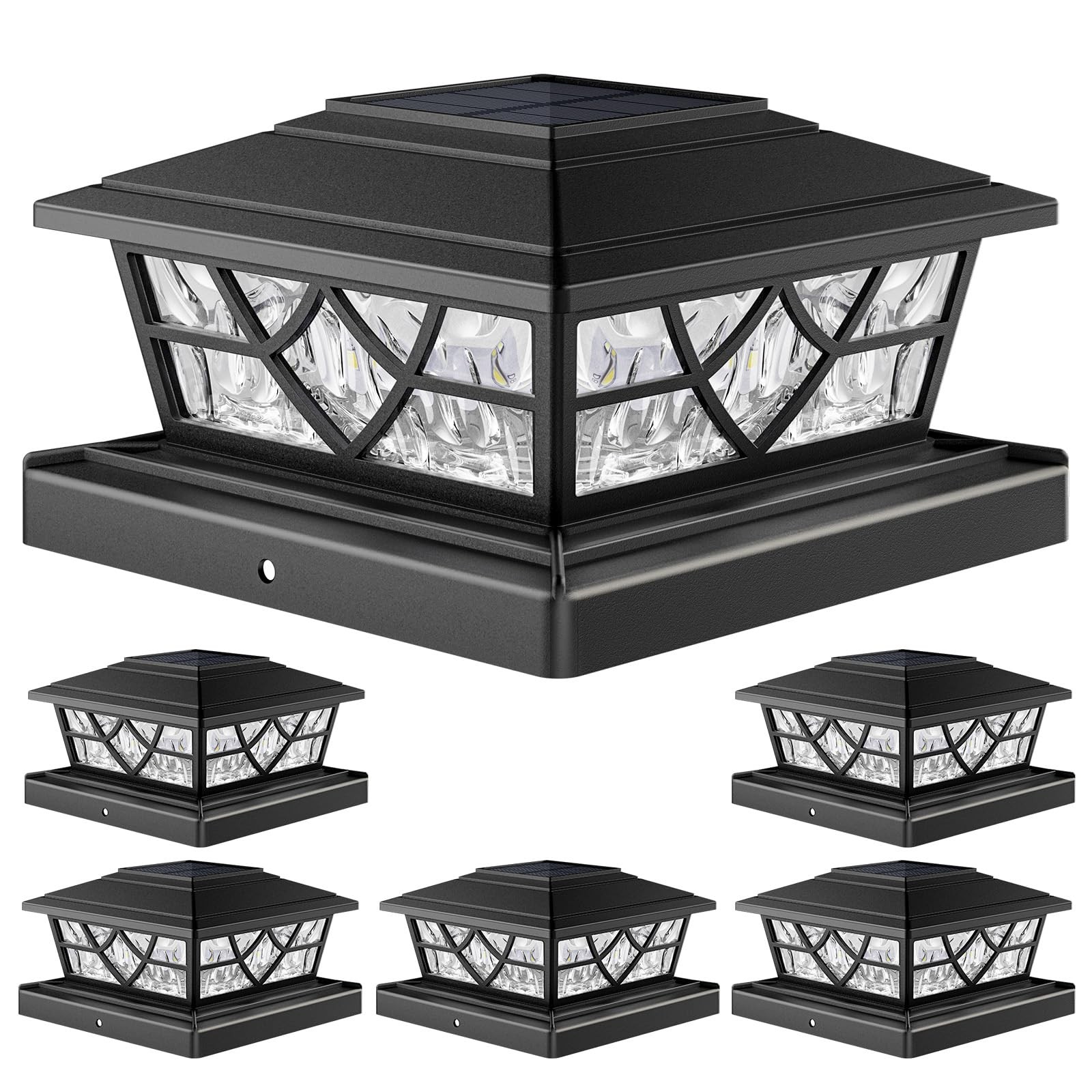 Solar Deck Post Lights 6 Pack Waterproof IP65 Outdoor Fence Lighting