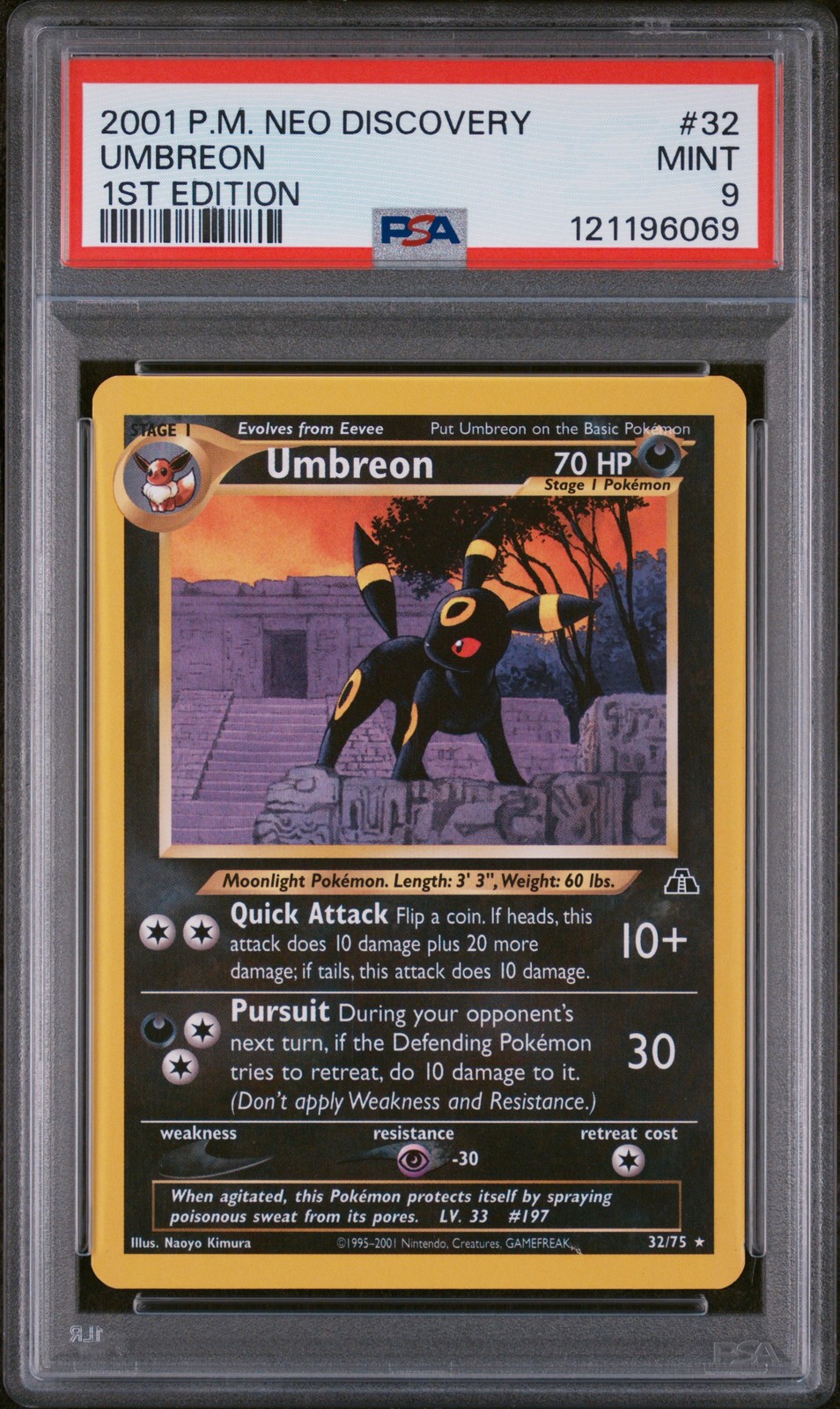 2001 POKEMON NEO DISCOVERY 1ST ED #32 UMBREON PSA 9