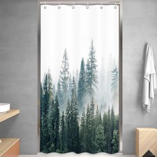 Small Stall Shower Curtain Narrow RV Walkin Nature Forest Mountain Half Stand...