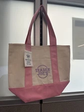 Trader Joe’s Mini Pastel Canvas Tote Bag Petal Pink Spring 2025 Limited Releas