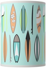 Cylinder Giclee Print Lamp Shade Retro Surf Small 8x8x11 Spider Harp and Finial