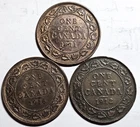 Canada 1911 1912 1916 Large One Cents George V (3 coins) VG-VF Free Shipping
