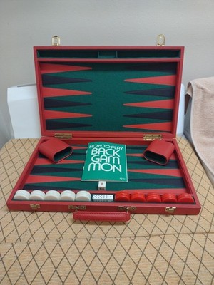 Vintage Red Green Black  Tournament Size Complete Backgammon International 18x11