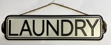 15" X 4" Metal Laundry Sign-Great Bathroom Decor-Classic Black  White Design