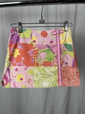 Vintage Girls Lilly Pulitzer Lined Colorful Tropical Patchwork Skirt Skort Sz 7