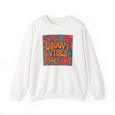 Unisex Crewneck Sweatshirt Groovy Vibes Psychedelic Flower Power Art