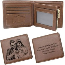 Personalized Picture Name Wallet Engraved Photo Short Purse Custom Folding Walle