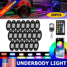 20Pods RGB Rock Offroad LED Lights Truck Underbody Neon Music Bluetooth Lamp APP