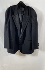 Oscar de la Renta Men's Tuxedo Jacket Black Satin Lapel Single Button Sz 48S
