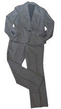 Talbots Wool Blend Pant Suit Blazer 10P Pants 6P Lined Black Print Business Work