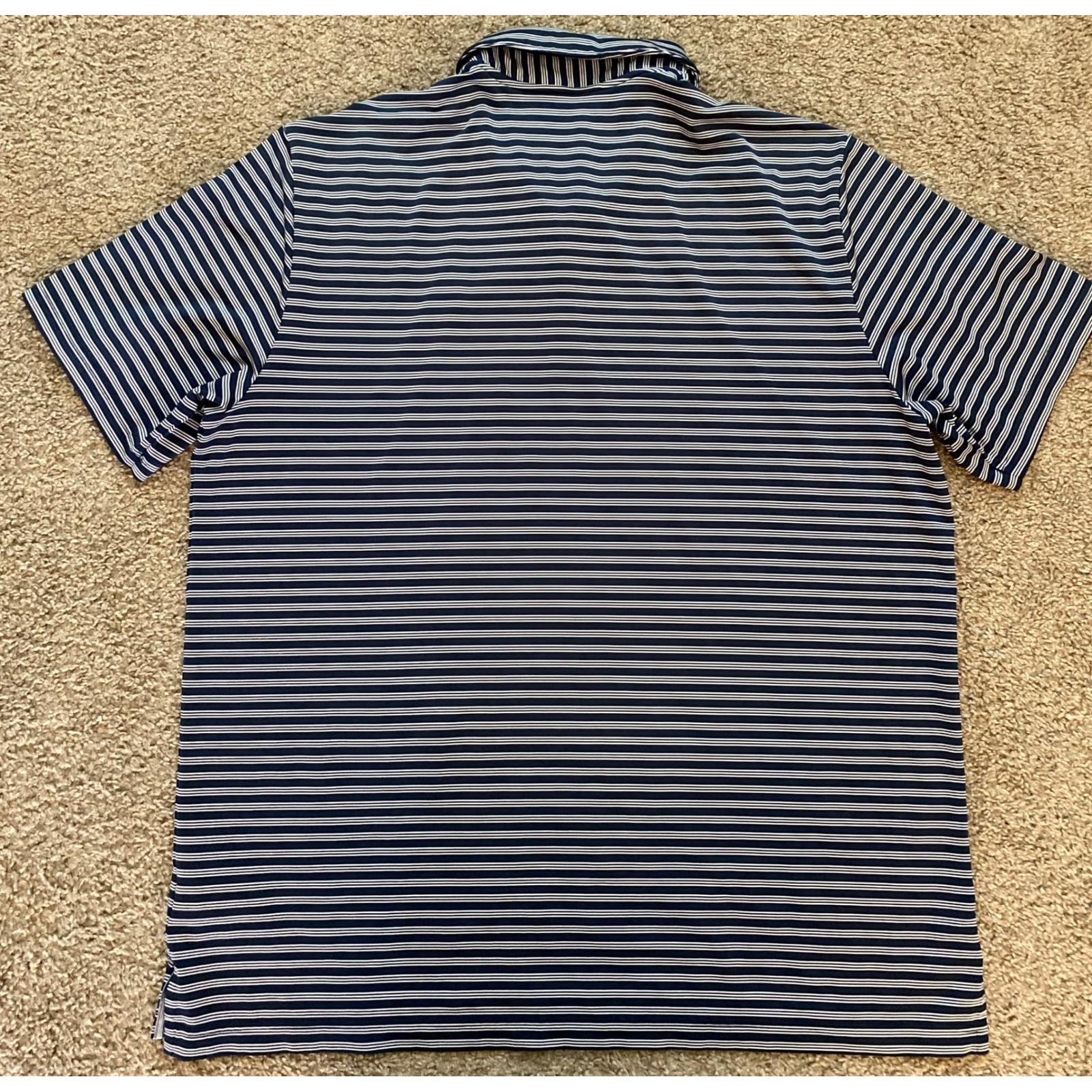 Adidas Golf Polo Shirt Mens XL Navy Blue White Striped Horse Logo thumbnail 4