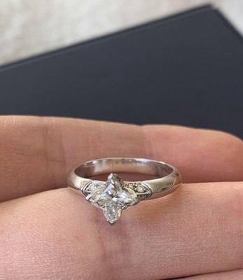 Louis Vuitton LV Diamonds Solitaire Monogram Star Cut 0.7ct FVS1 Diamond Ring 50