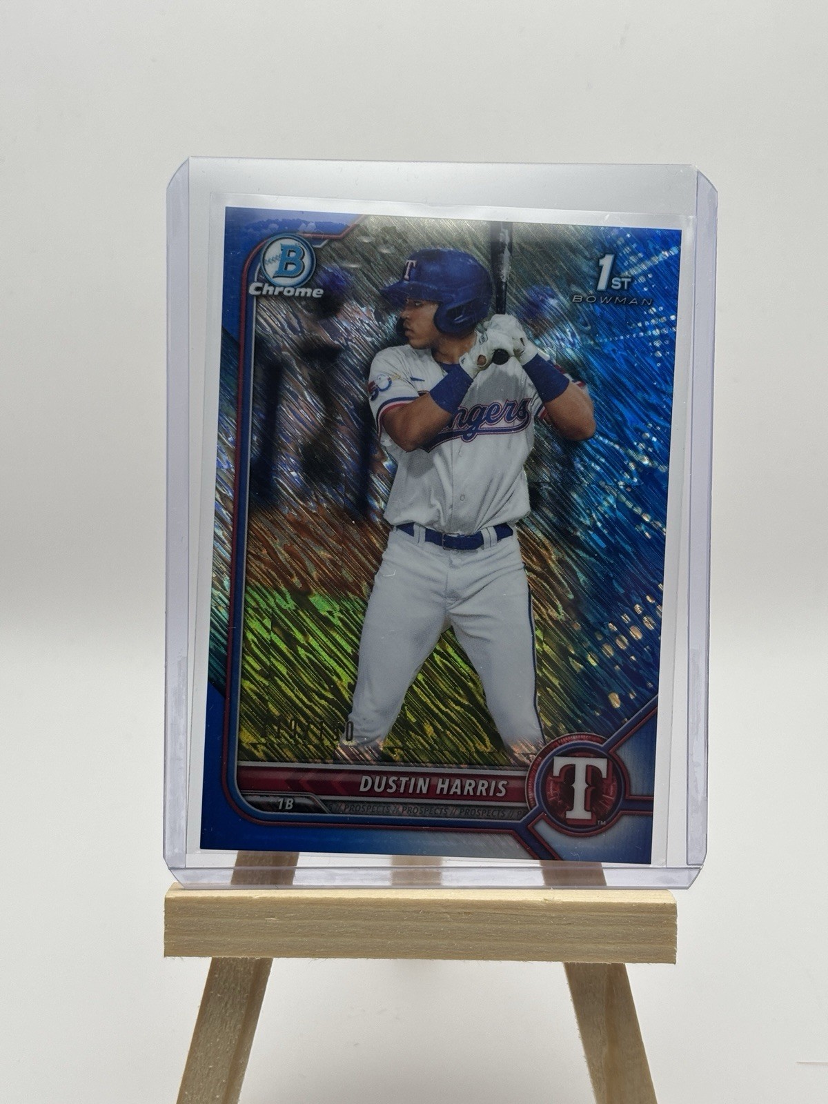 Dustin Harris 2022 Bowman Chrome 1st Blue Shimmer Refractor #'d /150 #BCP-119
