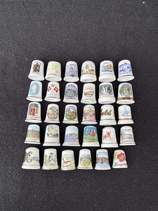 Collectable Souvenir Porcelain Thimbles Lot Of Countries, Places, Land Marks