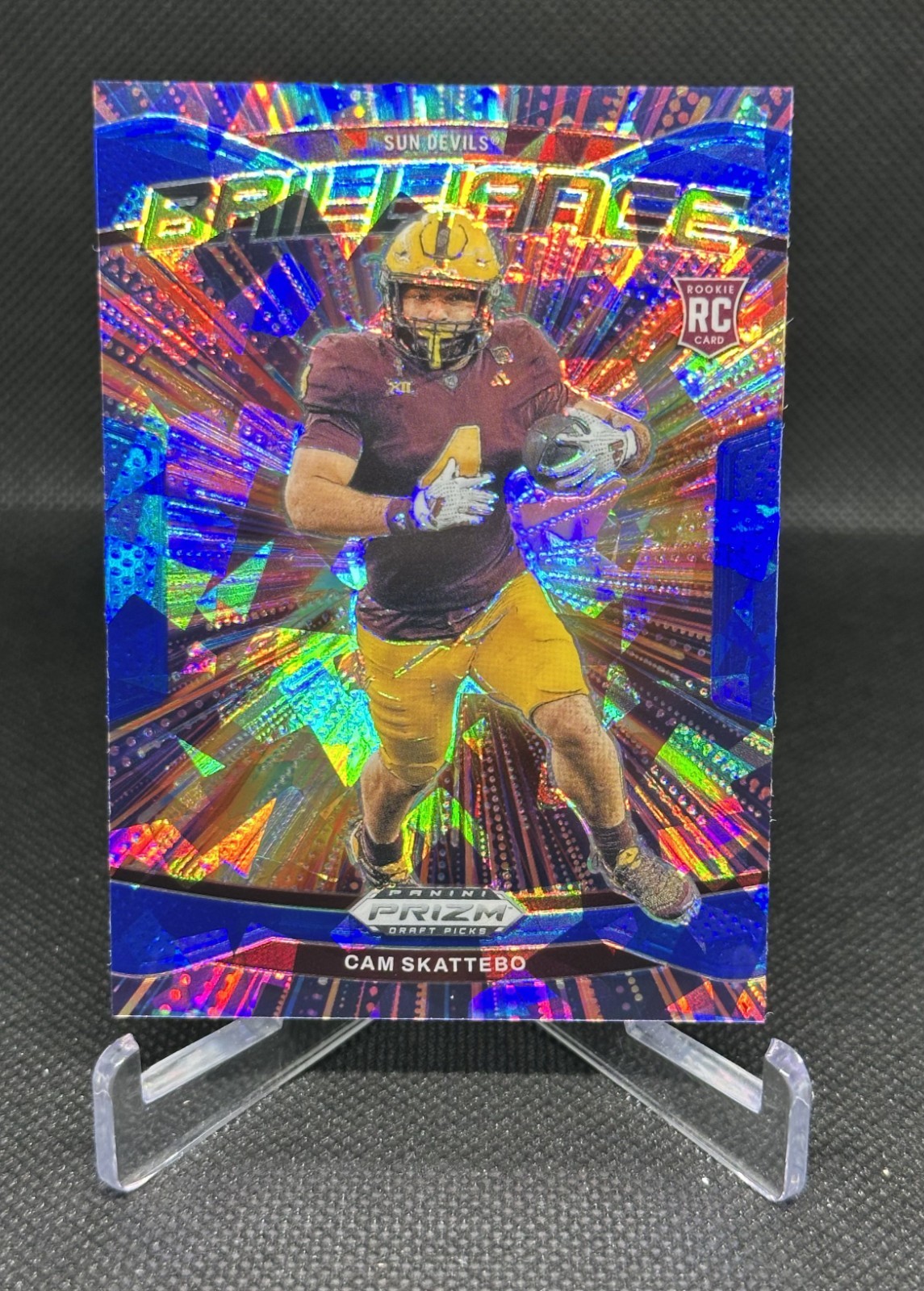 2025 Prizm Draft Picks Brilliance Blue Cracked Ice Cam Skattebo /149 RC