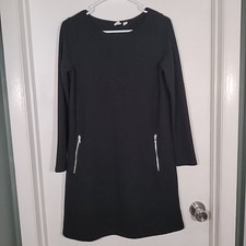 Gap Women's S Black Sweater A-line Dress Zippered Pockets Knee Length Stretch