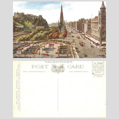 Vintage Postkarte - Princes Street, Edinburgh, Scott Monument - UNBESPIELT