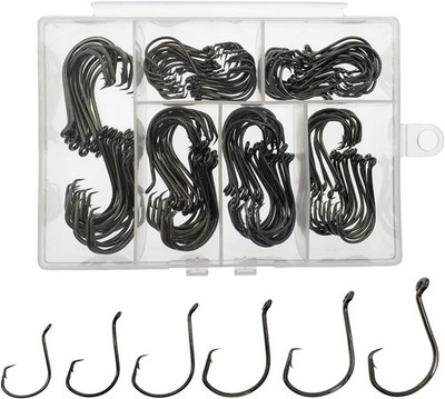 160PCS Saltwater Circle Fishing Hooks Set, Barbed Bait Hooks for Fishing