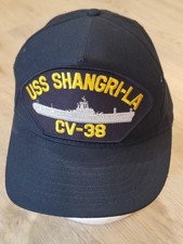US Navy USS Shangri-la CV-38 Men's Patch Cap Hat Navy Blue Made in USA
